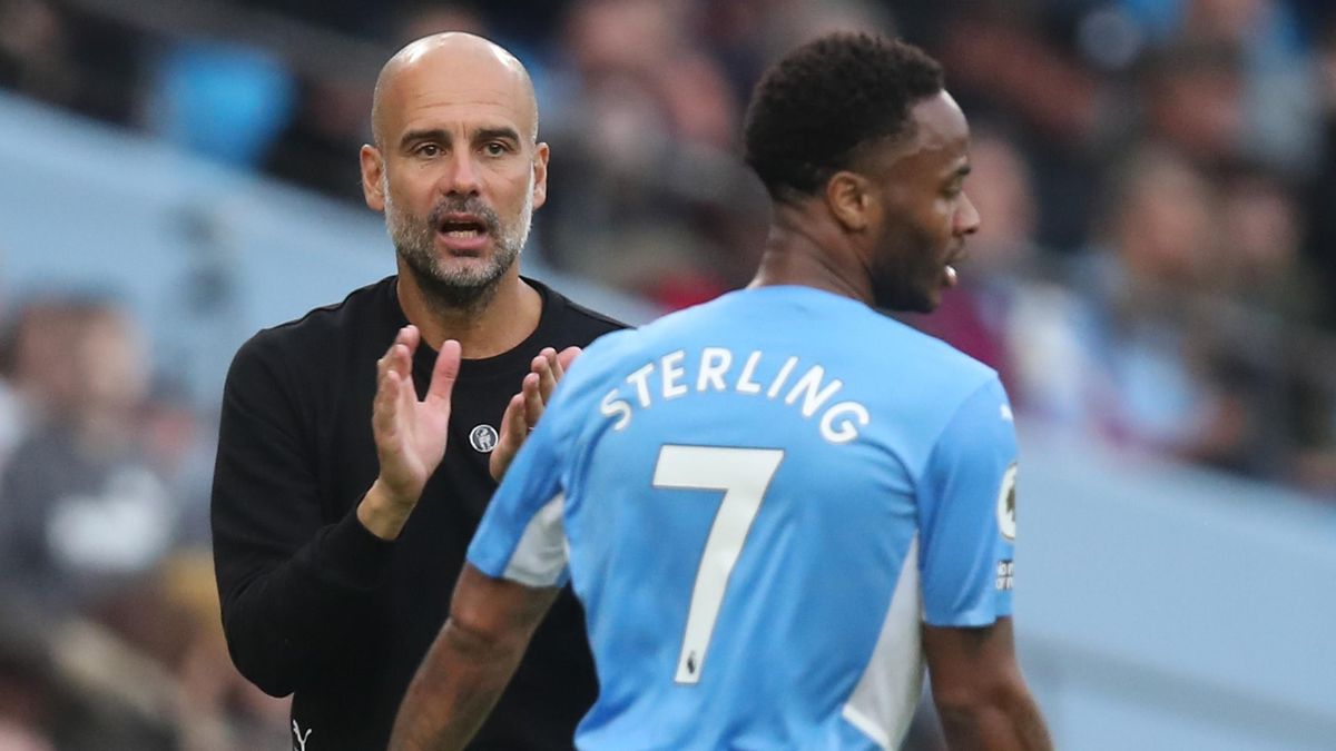 Raheem Sterling and Pep Guardiola