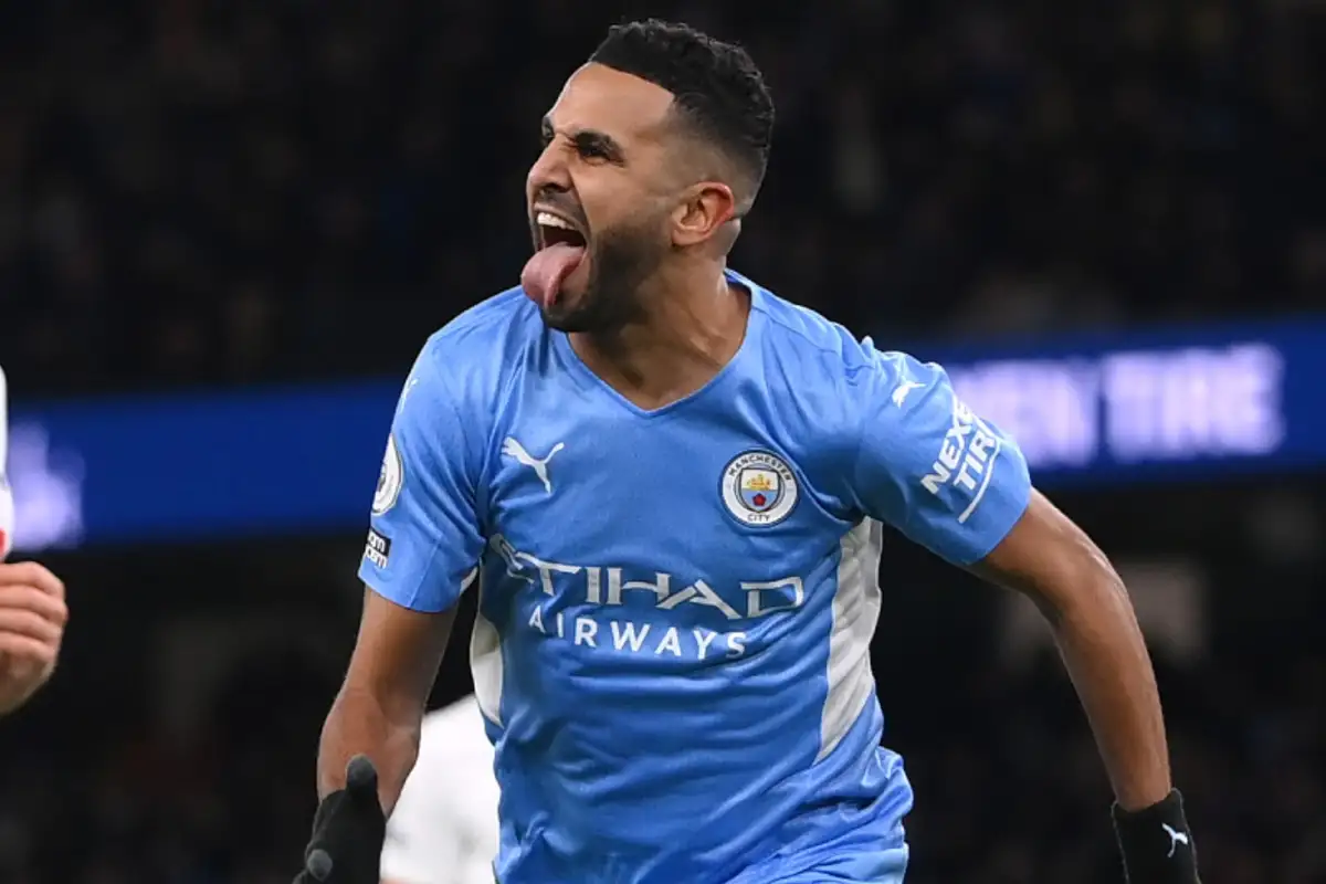 Riyad Mahrez reacts to his Ballon d'Or ranking